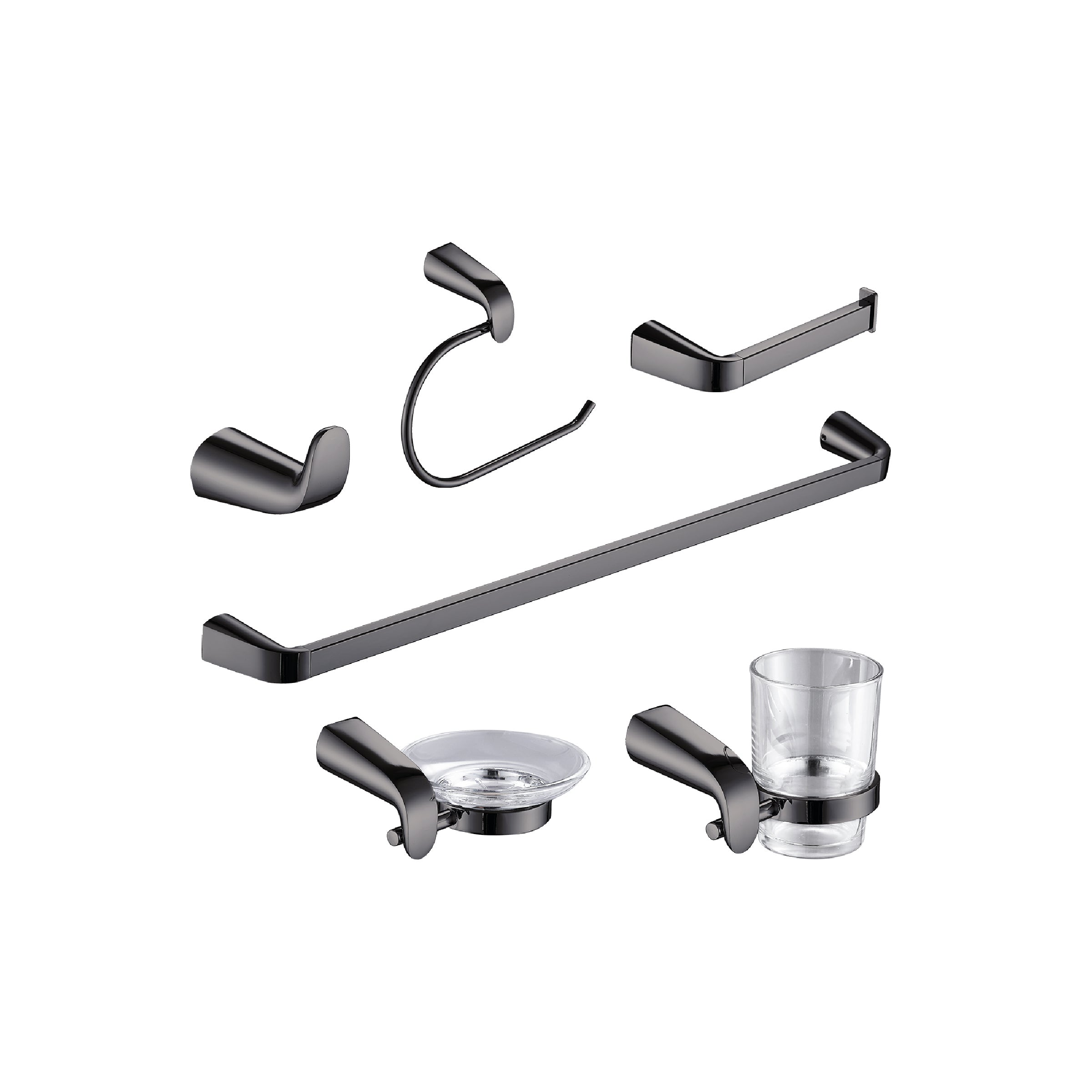 Set P/Baño 6 Pzas 0700-6 Base Circular Gun Grey- Fratelli